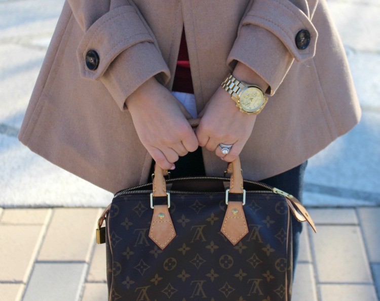 Gold watch with a cute bag