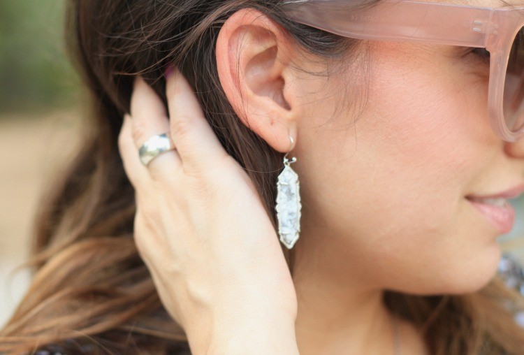 Light pink sunnies, and silver Kendra Scott earrings