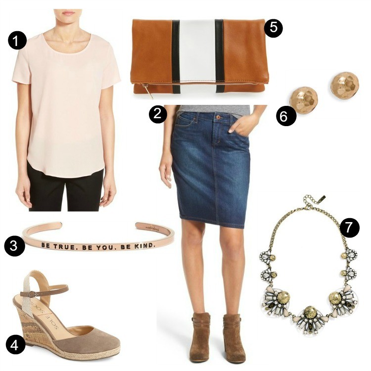 Pretty In Her Pearls sharing Blush and the perfect denim skirt for fall