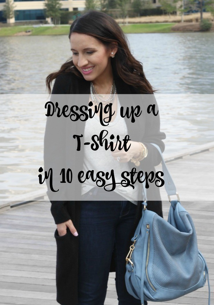 Dressing up a T-Shirt in 10 easy steps, Petite Fashion Blog, Pretty In Her Pearls, Houston style,
