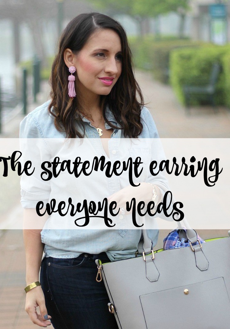 The Statment Earring Everyone Needs, Lisi Lerch Tassel Earrings,Pretty In Her Pearls, Style Blogger, Petite Style Blogger