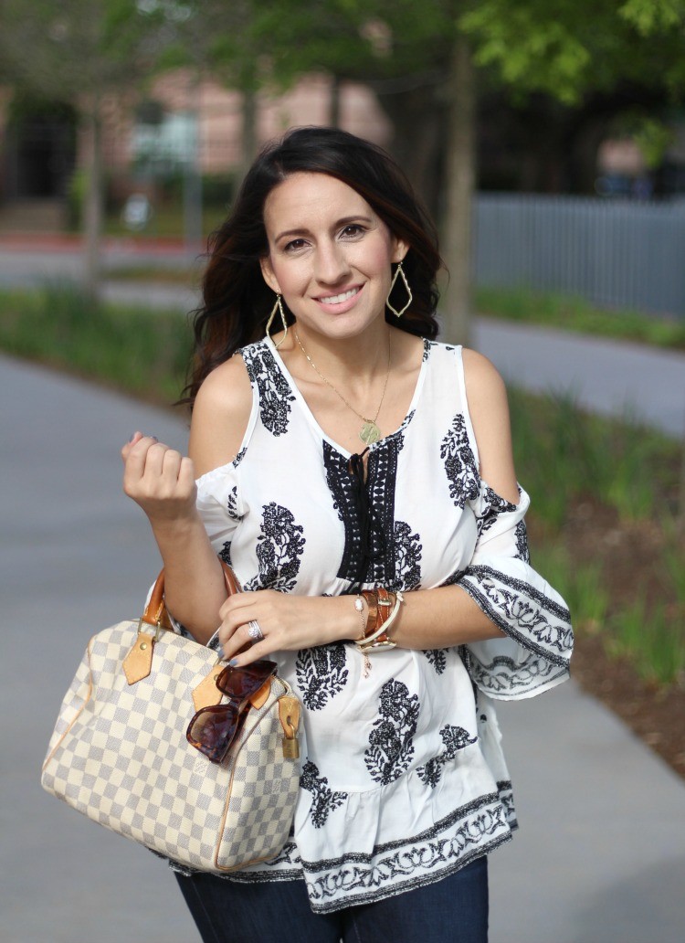 Cold Shoulder Top With Peplum Ruffle - Pretty In Her Pearls