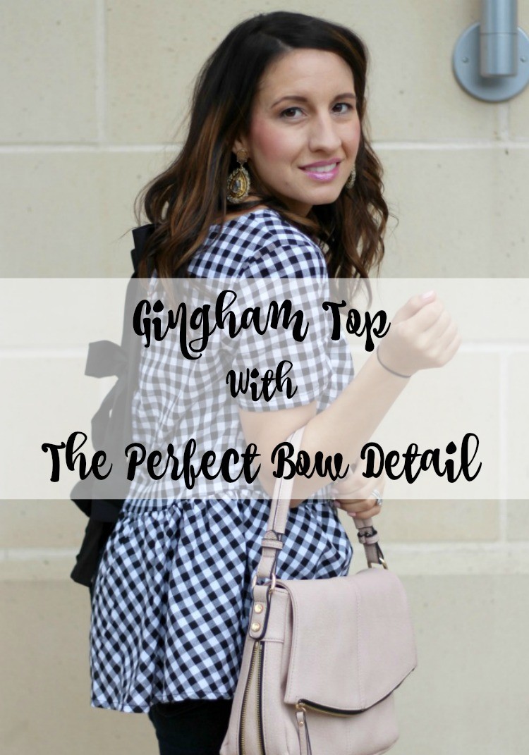 Gingham top with the perfect bow details, Pretty In Her Pearls, Houston Blogger, Petite Blogger