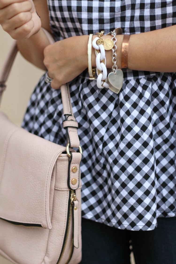 Must have gingham ruffle top, Pretty In Her Pearls, Houston Blogger, Petite Blogger