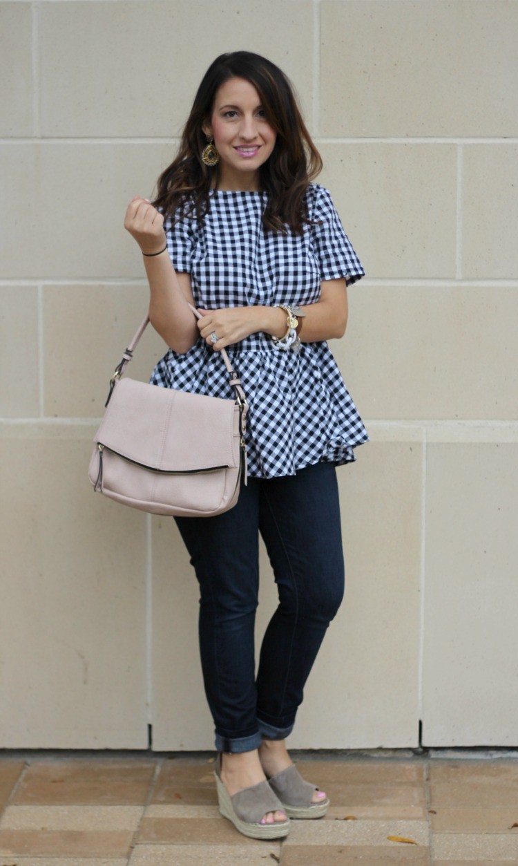 Must have gingham ruffle top, Spring style, Pretty In Her Pearls, Houston Blogger, Petite Style