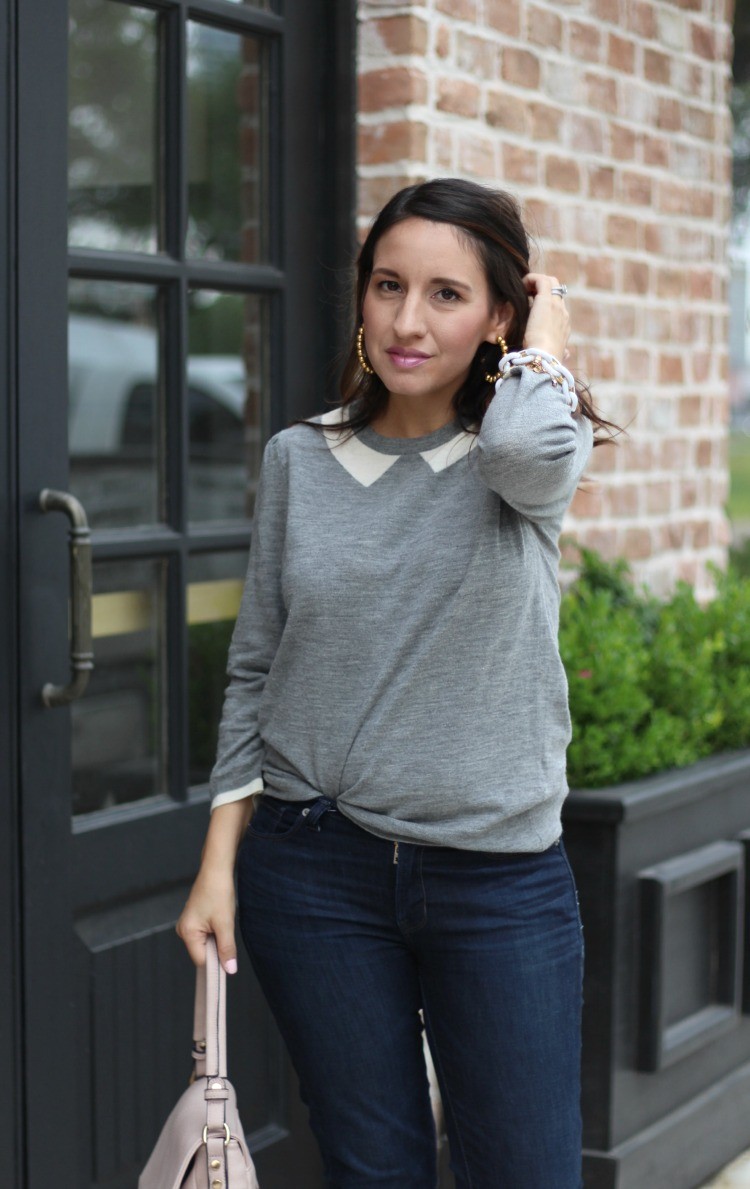 The Perfect Collared Tippi Sweater, Pretty In Her Pearls, Petite Blogger