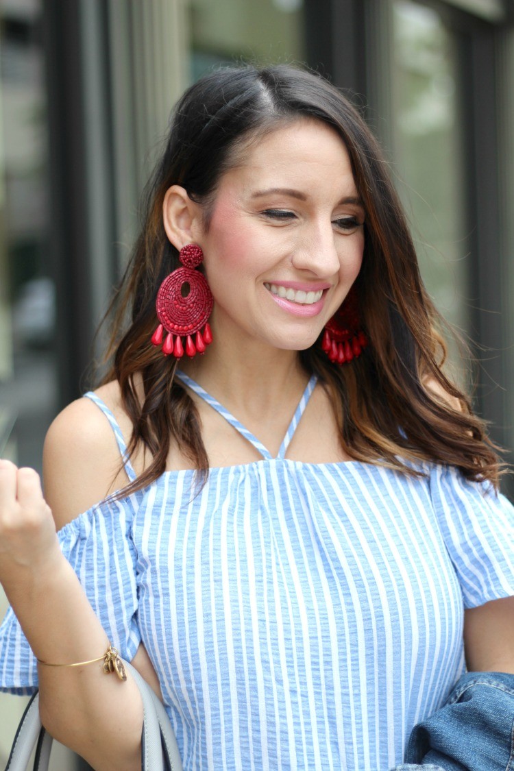 Statement Earrings, Fourth of July Red, white, and blue Outfit, Pretty In Her Pearls, Petite Style Blogger