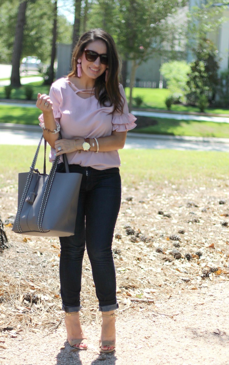 Ruffle Sleeve Top - Pretty In Her Pearls