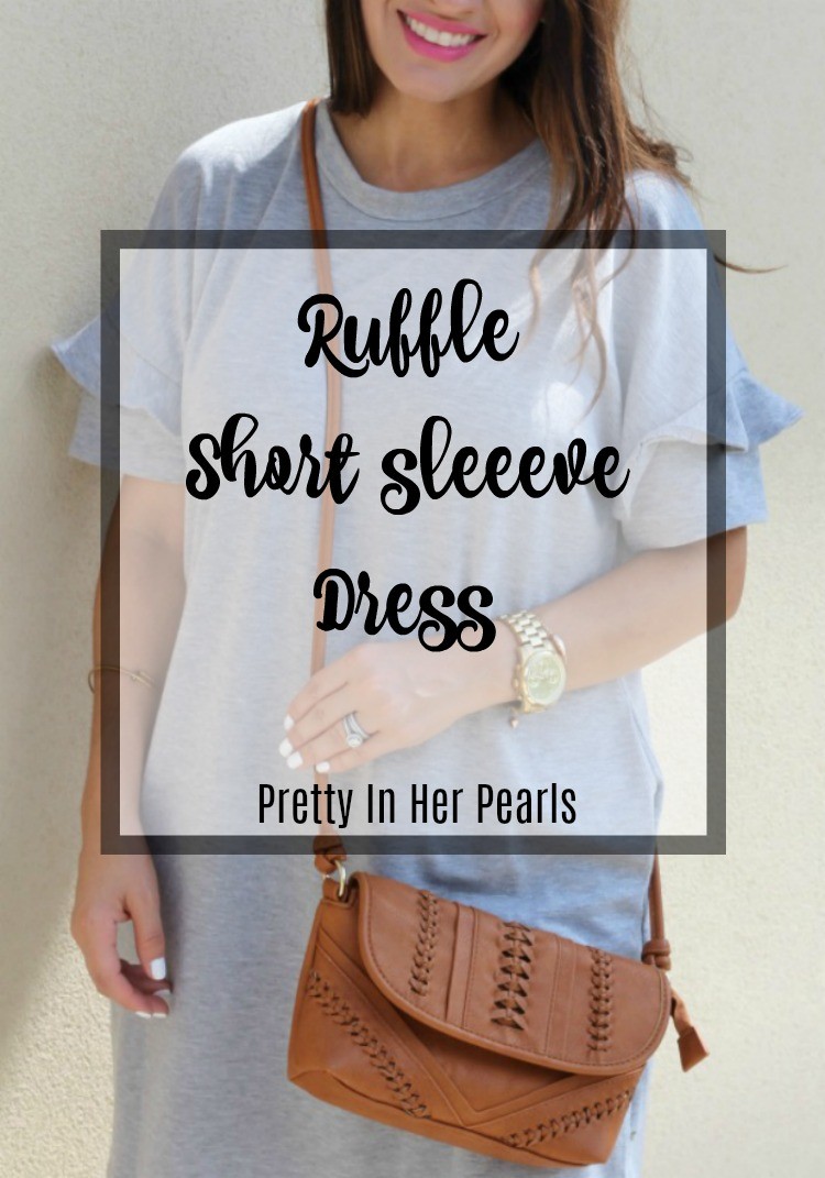 Ruffle short sleeve dress, Pretty In Her Pearls, Mommy and Me day, Style Blogger, Petite Blogger
