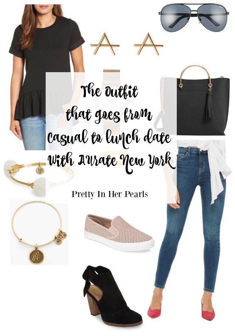The Outfit that goes from casual to lunch date with AUrate New York, From mom style to lunch date, Pretty In Her Pearls