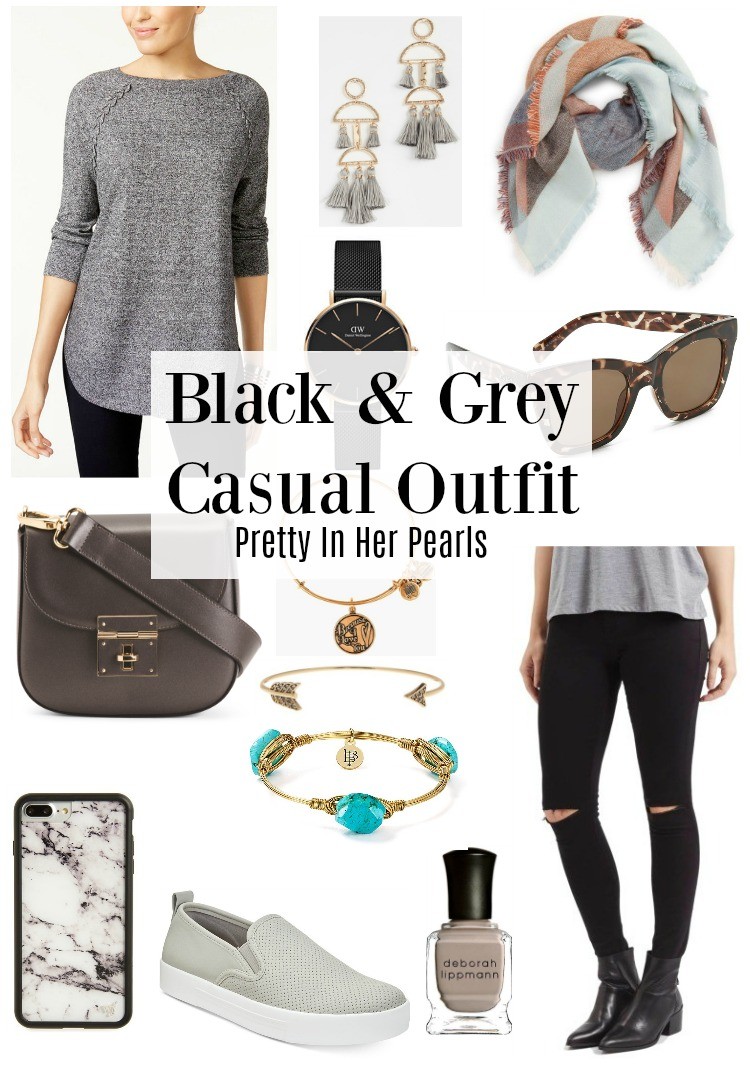 Black & Grey Casual Outfit, Casual Outfit, Outfit, Style Blogger, Pretty In Her Pearls #Houstonblogger #falloutfit #casualoutfit