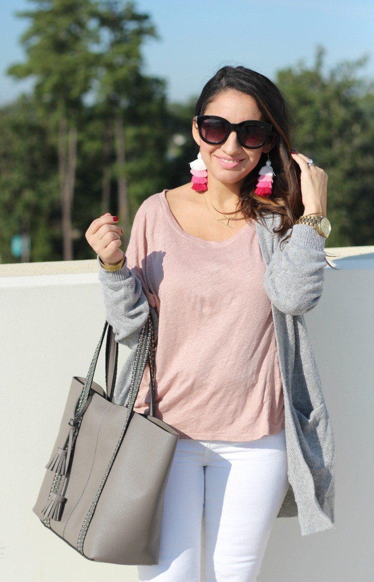 Blush Top & White Denim - Pretty In Her Pearls