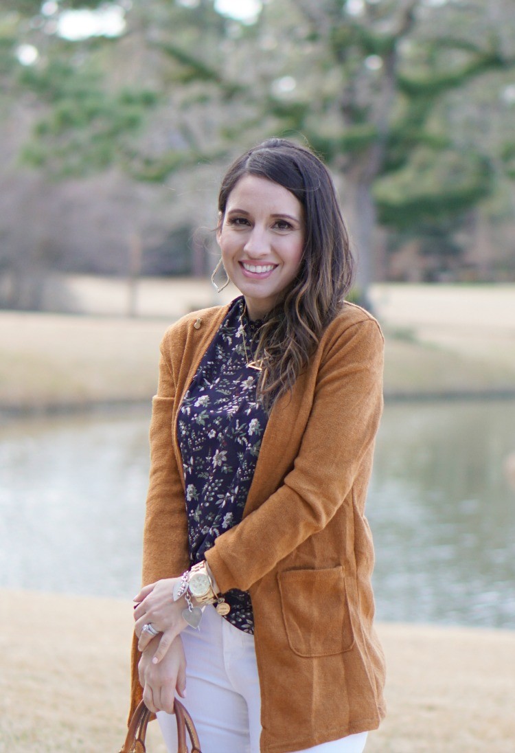 What to wear to a baby shower, Cardigan and the perfect navy blouse, must have white denim, Pretty In Her Pearls, Houston Blogger, Mom Blogger