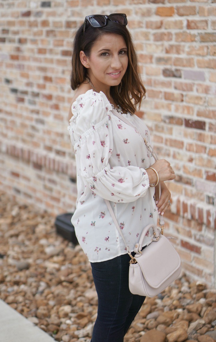 CeCe Square Neck Gingham Top, Black sunglasses, and Urban Expressions Handbag