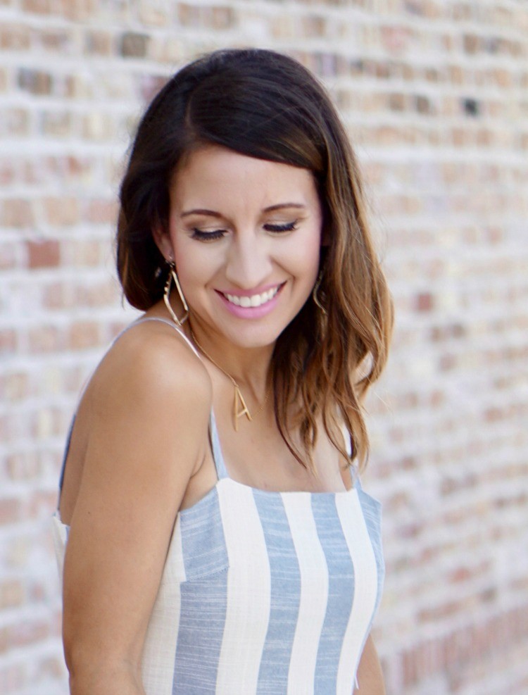 Kendra Scott earrings and initial necklace