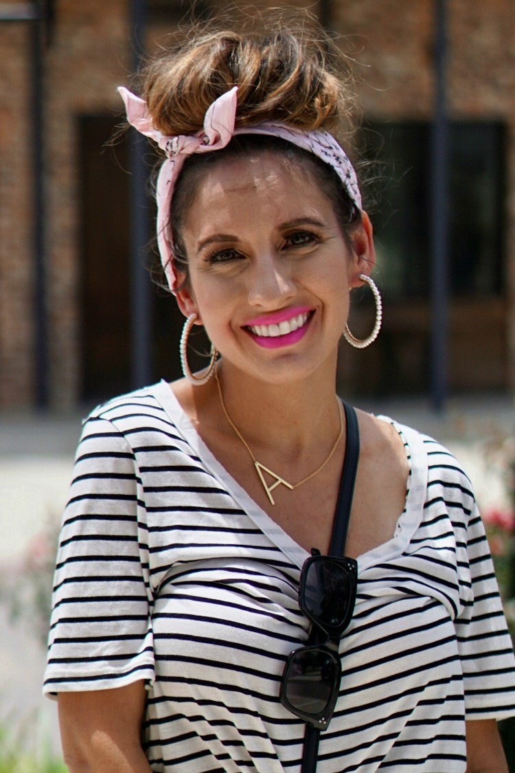 Top knot, pink bandana headband