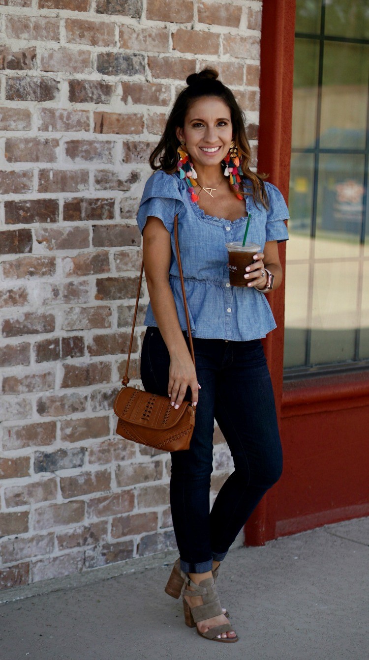 Madewell chambray peplum top