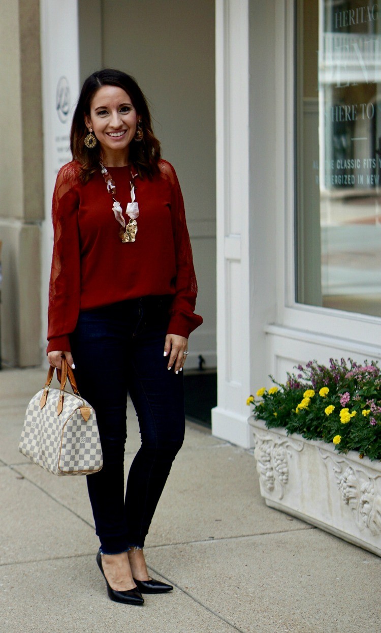 The perfect lace inset blouse for fall