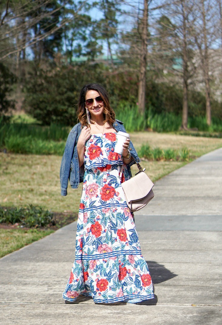 Pink Blush Maxi Dress and Jean Jacket