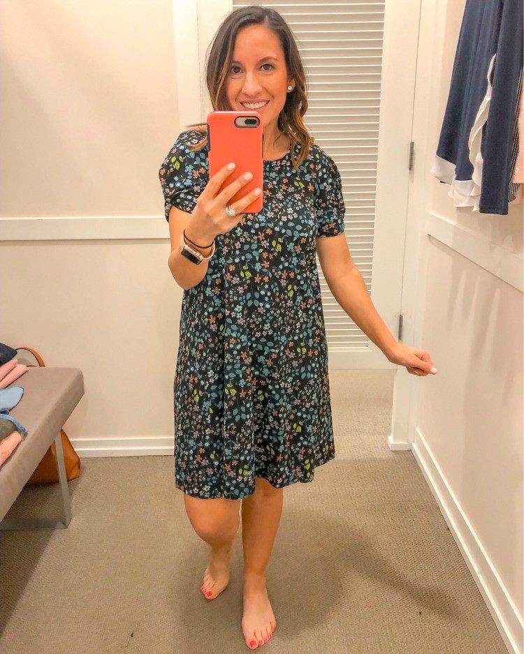 Loft Try-On Session Floral Swing Dress