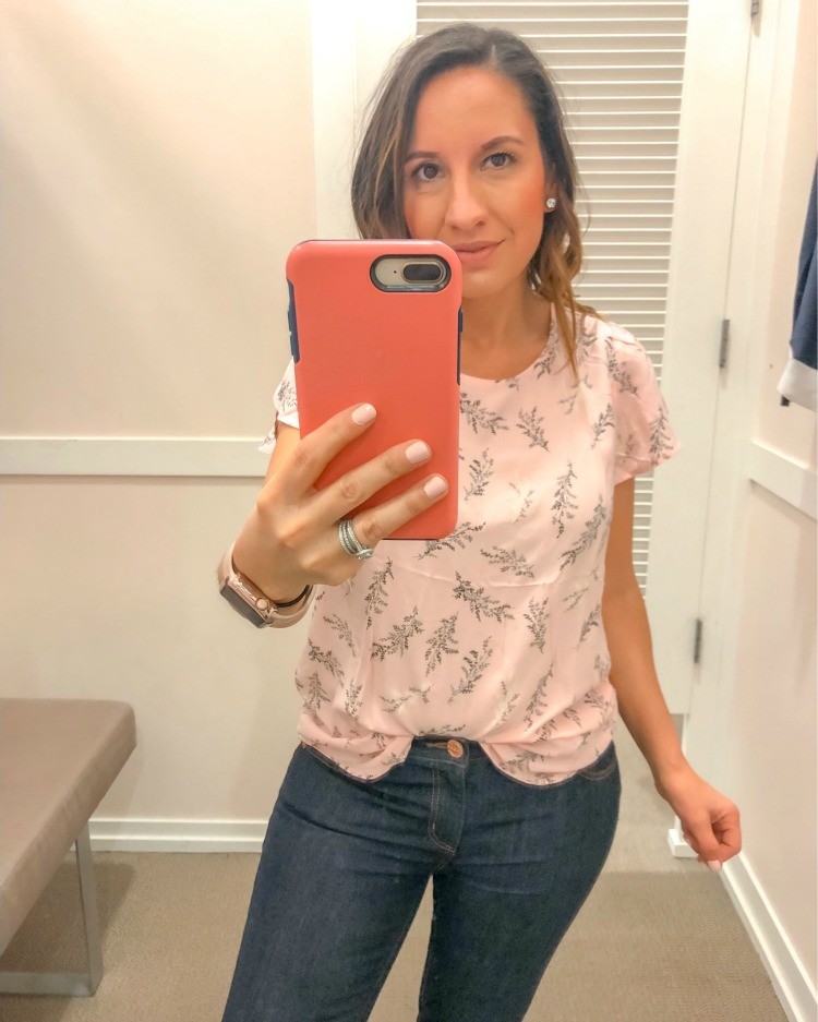 Loft Try-On Session Light Pink Floral Blouse