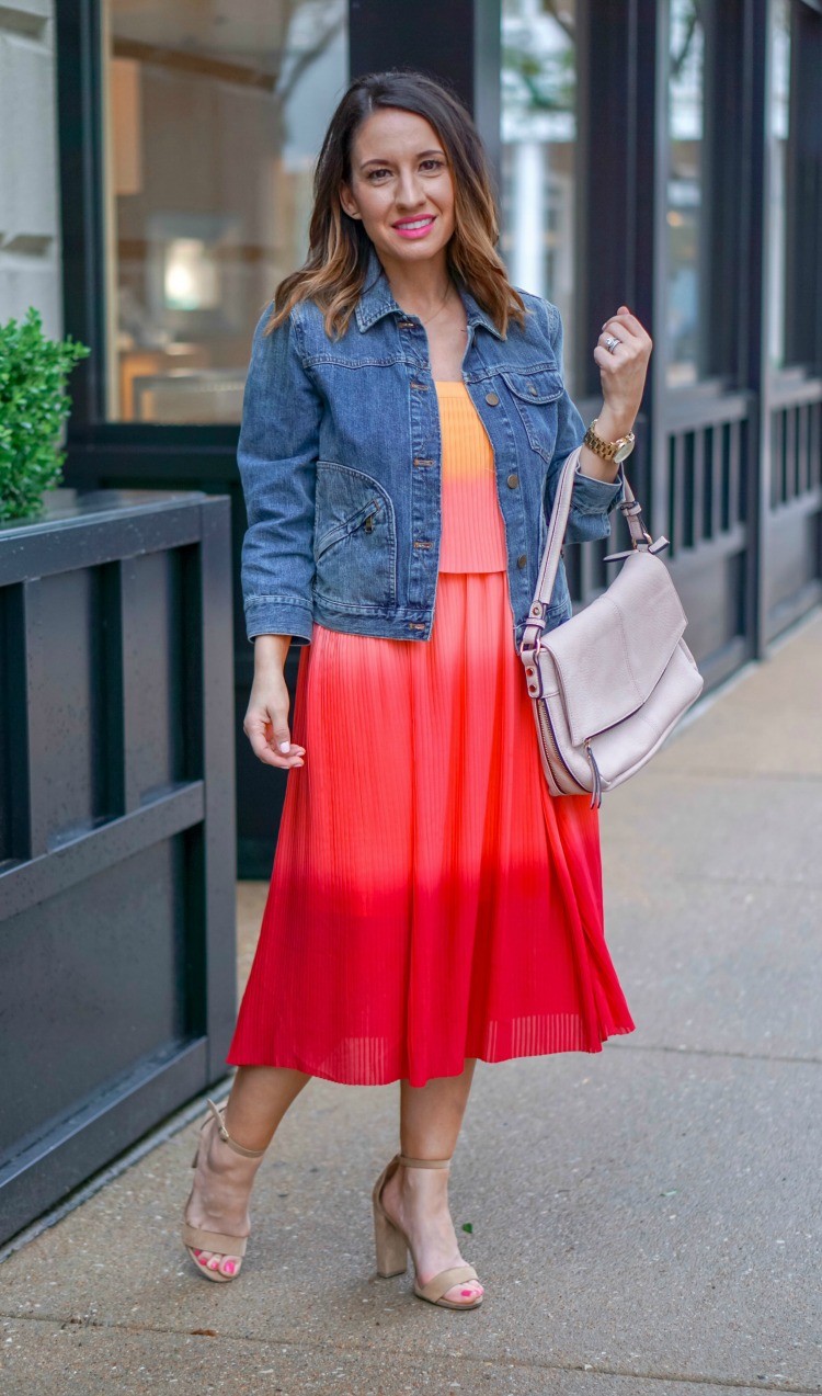 Pink Pleated Ombre Dress