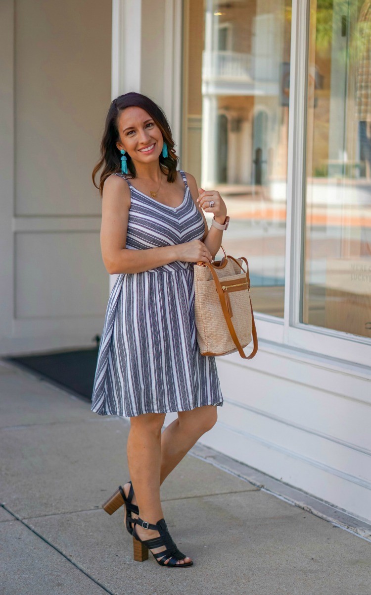 The Cutest V-Neck Striped Dress that's under $20