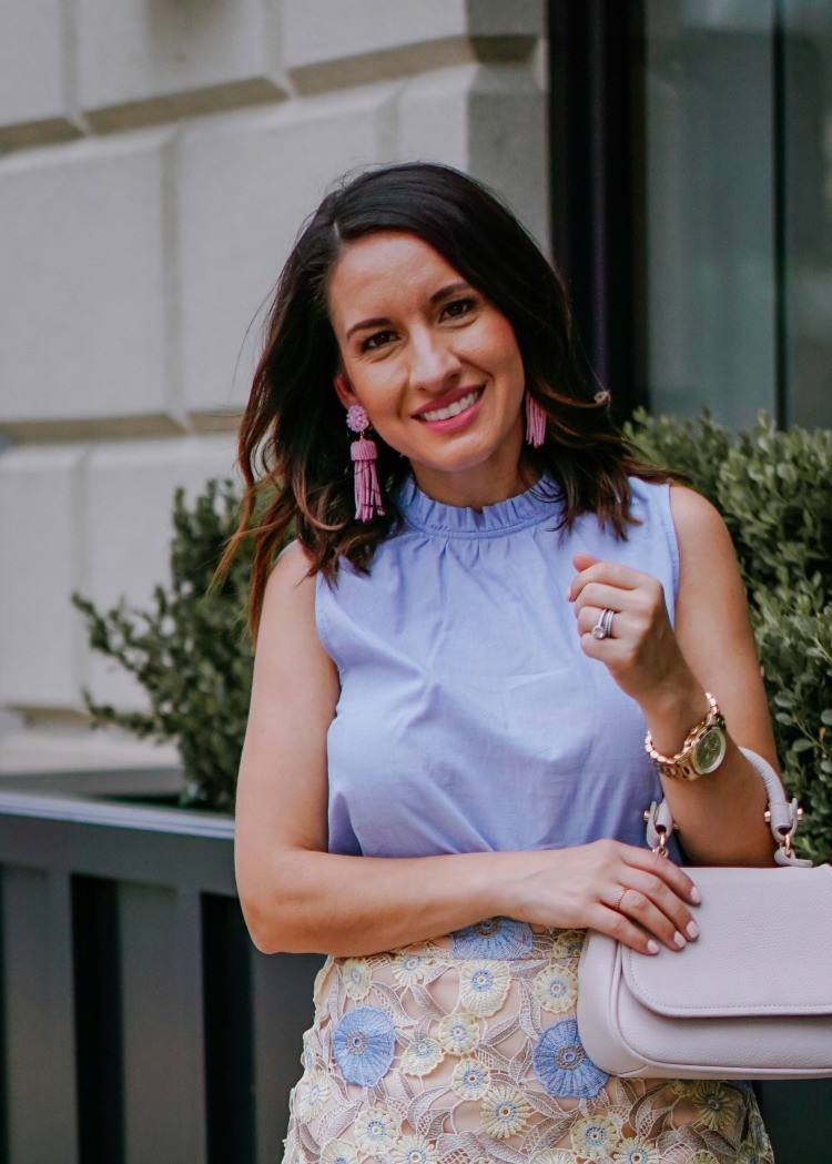 Pretty Blue Blouse and floral skirt