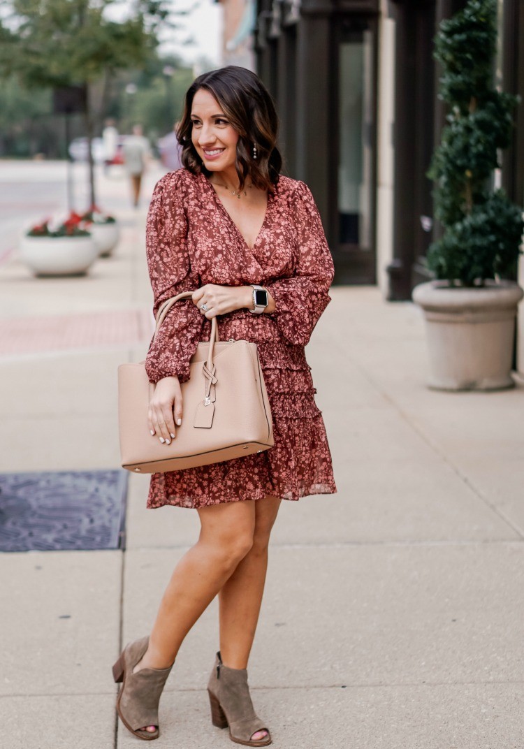 Floral Ruffle Dress and the perfect spring handbag