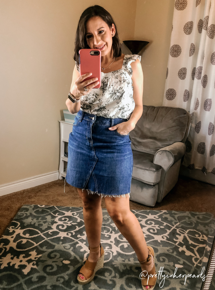 Loft Floral Top and Jean Skirt