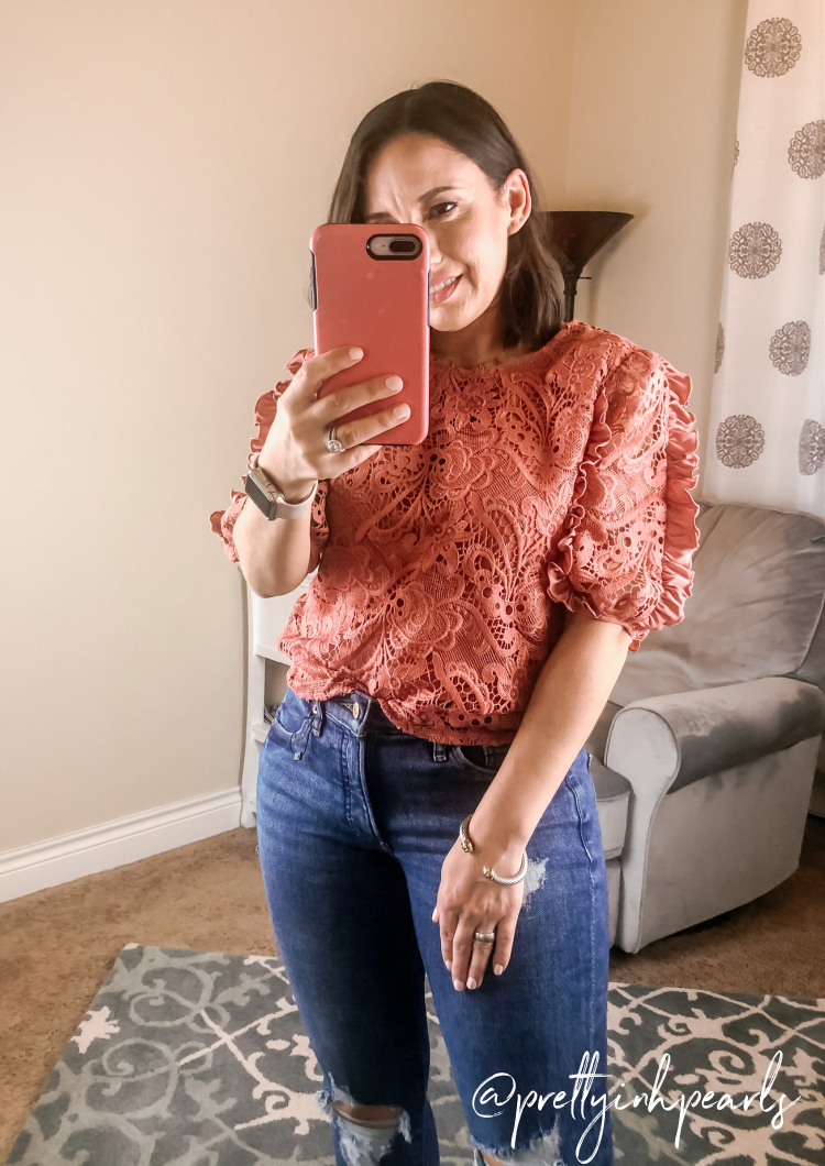 Express Lace and Ruffle Top